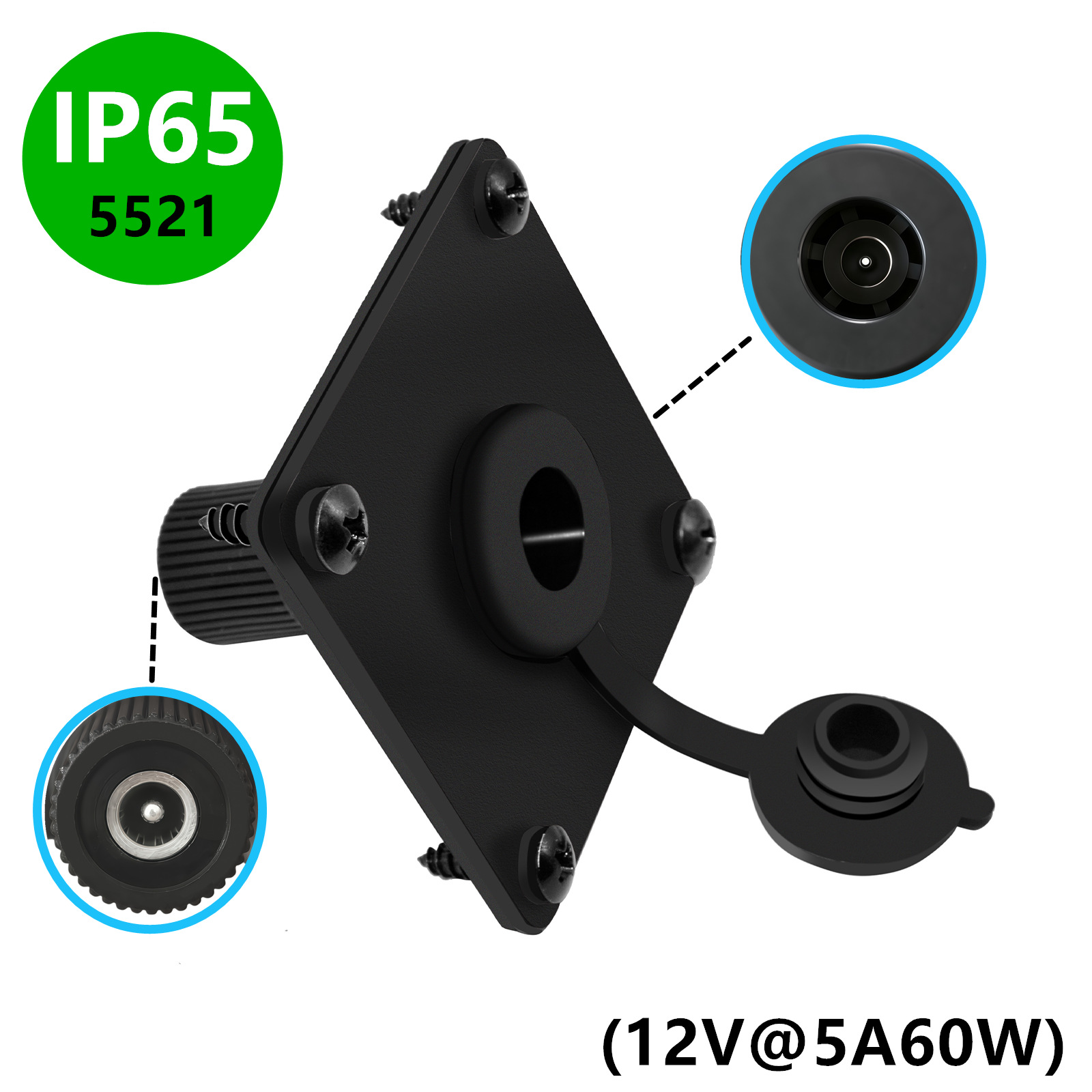 Outdoor Power Jack - Presa da pannello IP65 impermeabile DC5521